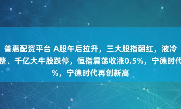 普惠配资平台 A股午后拉升,三大股指翻红,液冷服务器调整、千亿大牛股跌停,恒指震荡收涨0.5%,宁德时代再创新高